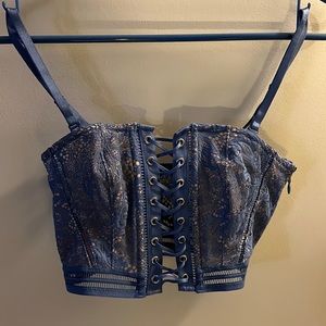 Victoria’s Secret S/P baby blue zipper corset crop top